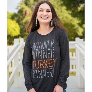 Winner Winner Turkey Dinner Charcoal Grey LS